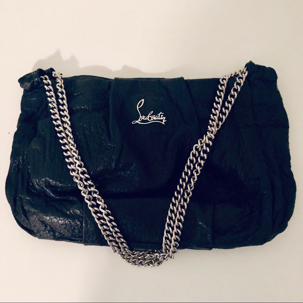 Christian Louboutin Black Pebble Leather Chain Bag